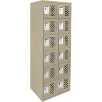 Assembled Lockerettes Clean Line Perforated Economy Lockers, 6 -tier, Bank of 2, 18" x 72" x 12", Steel R.M.G. Prévention