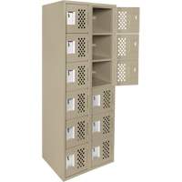Assembled Lockerettes Clean Line Perforated Economy Lockers, 6 -tier, Bank of 2, 18" x 72" x 12", Steel R.M.G. Prévention