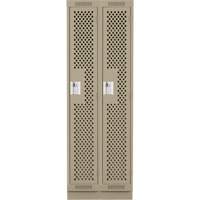 Clean Line Lockers, Bank of 2, 24" x 18" x 76", Steel, Beige, Rivet (Assembled), Perforated R.M.G. Prévention