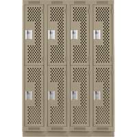 Clean Line Lockers, 2 -tier, Bank of 4, 48" x 12" x 76", Steel, Beige, Rivet (Assembled), Perforated R.M.G. Prévention