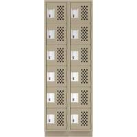 Assembled Lockerettes Clean Line Perforated Economy Lockers, 6 -tier, Bank of 2, 18" x 72" x 12", Steel R.M.G. Prévention
