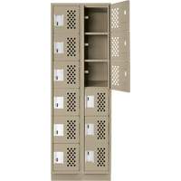 Assembled Lockerettes Clean Line Perforated Economy Lockers, 6 -tier, Bank of 2, 18" x 72" x 12", Steel R.M.G. Prévention