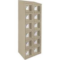 Assembled Lockerettes Clean Line Perforated Economy Lockers, 6 -tier, Bank of 2, 18" x 72" x 12", Steel R.M.G. Prévention