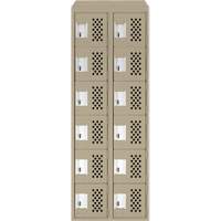 Assembled Lockerettes Clean Line Perforated Economy Lockers, 6 -tier, Bank of 2, 18" x 72" x 12", Steel R.M.G. Prévention