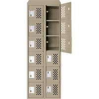 Assembled Lockerettes Clean Line Perforated Economy Lockers, 6 -tier, Bank of 2, 18" x 72" x 12", Steel R.M.G. Prévention