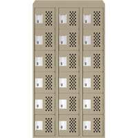 Assembled Lockerettes Clean Line Perforated Economy Lockers, 6 -tier, Bank of 3, 18" x 72" x 12", Steel R.M.G. Prévention