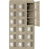Assembled Lockerettes Clean Line Perforated Economy Lockers, 6 -tier, Bank of 3, 18" x 72" x 12", Steel R.M.G. Prévention