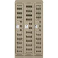 Clean Line Lockers, Bank of 3, 36" x 18" x 82", Steel, Beige, Rivet (Assembled), Perforated R.M.G. Prévention