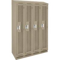 Clean Line Lockers, Bank of 4, 48" x 18" x 82", Steel, Beige, Rivet (Assembled), Perforated R.M.G. Prévention
