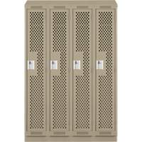 Clean Line Lockers, Bank of 4, 48" x 18" x 82", Steel, Beige, Rivet (Assembled), Perforated R.M.G. Prévention