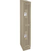 Clean Line Lockers, 2 -tier, 12" x 12" x 82", Steel, Beige, Rivet (Assembled), Perforated R.M.G. Prévention