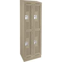 Clean Line Lockers, 2 -tier, Bank of 2, 24" x 12" x 82", Steel, Beige, Rivet (Assembled), Perforated R.M.G. Prévention