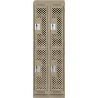 Clean Line Lockers, 2 -tier, Bank of 2, 24" x 12" x 82", Steel, Beige, Rivet (Assembled), Perforated R.M.G. Prévention