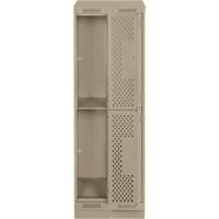 Clean Line Lockers, 2 -tier, Bank of 2, 24" x 12" x 82", Steel, Beige, Rivet (Assembled), Perforated R.M.G. Prévention