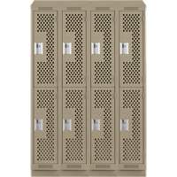 Clean Line Lockers, 2 -tier, Bank of 4, 48" x 12" x 82", Steel, Beige, Rivet (Assembled), Perforated R.M.G. Prévention