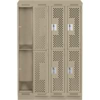 Clean Line Lockers, 2 -tier, Bank of 4, 48" x 12" x 82", Steel, Beige, Rivet (Assembled), Perforated R.M.G. Prévention