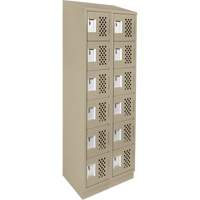 Assembled Lockerettes Clean Line Perforated Economy Lockers, 6 -tier, Bank of 2, 18" x 72" x 12", Steel R.M.G. Prévention