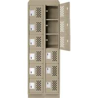 Assembled Lockerettes Clean Line Perforated Economy Lockers, 6 -tier, Bank of 2, 18" x 72" x 12", Steel R.M.G. Prévention