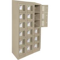 Assembled Lockerettes Clean Line Perforated Economy Lockers, 6 -tier, Bank of 3, 18" x 72" x 12", Steel R.M.G. Prévention