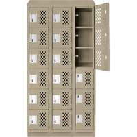 Assembled Lockerettes Clean Line Perforated Economy Lockers, 6 -tier, Bank of 3, 18" x 72" x 12", Steel R.M.G. Prévention