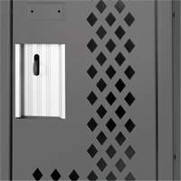 Clean Line Lockers, 2 -tier, 12" x 15" x 72", Steel, Charcoal, Rivet (Assembled), Perforated R.M.G. Prévention