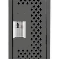 Clean Line Lockers, Bank of 3, 36" x 15" x 72", Steel, Charcoal, Rivet (Assembled), Perforated R.M.G. Prévention