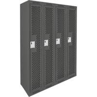 Clean Line Lockers, Bank of 4, 48" x 15" x 72", Steel, Charcoal, Rivet (Assembled), Perforated R.M.G. Prévention