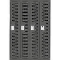 Clean Line Lockers, Bank of 4, 48" x 15" x 72", Steel, Charcoal, Rivet (Assembled), Perforated R.M.G. Prévention