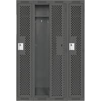 Clean Line Lockers, Bank of 4, 48" x 15" x 72", Steel, Charcoal, Rivet (Assembled), Perforated R.M.G. Prévention