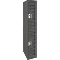 Clean Line Lockers, 2 -tier, 12" x 15" x 72", Steel, Charcoal, Rivet (Assembled), Perforated R.M.G. Prévention