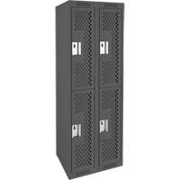 Clean Line Lockers, 2 -tier, Bank of 2, 24" x 15" x 72", Steel, Charcoal, Rivet (Assembled), Perforated R.M.G. Prévention