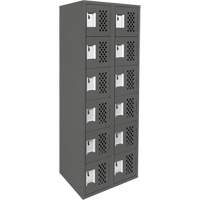 Assembled Lockerettes Clean Line Perforated Economy Lockers, 6 -tier, Bank of 2, 18" x 72" x 12", Steel R.M.G. Prévention