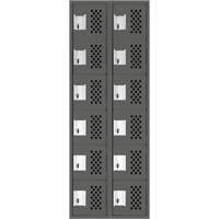 Assembled Lockerettes Clean Line Perforated Economy Lockers, 6 -tier, Bank of 2, 18" x 72" x 12", Steel R.M.G. Prévention