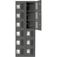 Assembled Lockerettes Clean Line Perforated Economy Lockers, 6 -tier, Bank of 2, 18" x 72" x 12", Steel R.M.G. Prévention