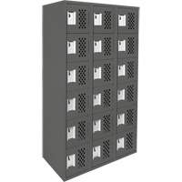 Assembled Lockerettes Clean Line Perforated Economy Lockers, 6 -tier, Bank of 3, 18" x 72" x 12", Steel R.M.G. Prévention