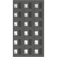 Assembled Lockerettes Clean Line Perforated Economy Lockers, 6 -tier, Bank of 3, 18" x 72" x 12", Steel R.M.G. Prévention