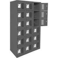 Assembled Lockerettes Clean Line Perforated Economy Lockers, 6 -tier, Bank of 3, 18" x 72" x 12", Steel R.M.G. Prévention