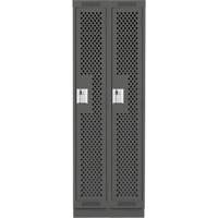 Clean Line Lockers, Bank of 2, 24" x 18" x 76", Steel, Charcoal, Rivet (Assembled), Perforated R.M.G. Prévention