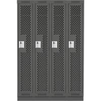 Clean Line Lockers, Bank of 4, 48" x 18" x 76", Steel, Charcoal, Rivet (Assembled), Perforated R.M.G. Prévention