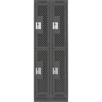 Clean Line Lockers, 2 -tier, Bank of 2, 24" x 12" x 76", Steel, Charcoal, Rivet (Assembled), Perforated R.M.G. Prévention
