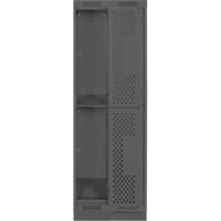Clean Line Lockers, 2 -tier, Bank of 2, 24" x 12" x 76", Steel, Charcoal, Rivet (Assembled), Perforated R.M.G. Prévention
