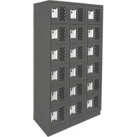 Assembled Lockerettes Clean Line Perforated Economy Lockers, 6 -tier, Bank of 3, 18" x 72" x 12", Steel R.M.G. Prévention