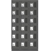 Assembled Lockerettes Clean Line Perforated Economy Lockers, 6 -tier, Bank of 3, 18" x 72" x 12", Steel R.M.G. Prévention