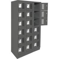 Assembled Lockerettes Clean Line Perforated Economy Lockers, 6 -tier, Bank of 3, 18" x 72" x 12", Steel R.M.G. Prévention