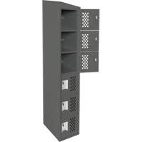 Assembled Lockerettes Clean Line Perforated Economy Lockers, 6 -tier, 18" x 72" x 12", Steel R.M.G. Prévention