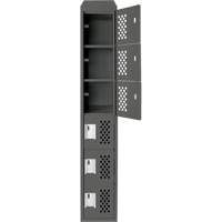 Assembled Lockerettes Clean Line Perforated Economy Lockers, 6 -tier, 18" x 72" x 12", Steel R.M.G. Prévention