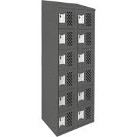 Assembled Lockerettes Clean Line Perforated Economy Lockers, 6 -tier, Bank of 2, 18" x 72" x 12", Steel R.M.G. Prévention