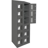 Assembled Lockerettes Clean Line Perforated Economy Lockers, 6 -tier, Bank of 2, 18" x 72" x 12", Steel R.M.G. Prévention