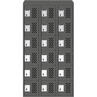 Assembled Lockerettes Clean Line Perforated Economy Lockers, 6 -tier, Bank of 3, 18" x 72" x 12", Steel R.M.G. Prévention