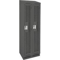 Clean Line Lockers, Bank of 2, 24" x 18" x 82", Steel, Charcoal, Rivet (Assembled), Perforated R.M.G. Prévention